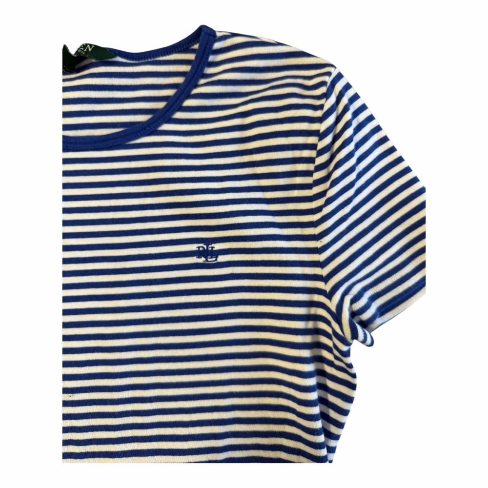 Lauren Ralph Lauren Nautical Stripe Cotton Tee Shirt XL - Picture 3 of 7